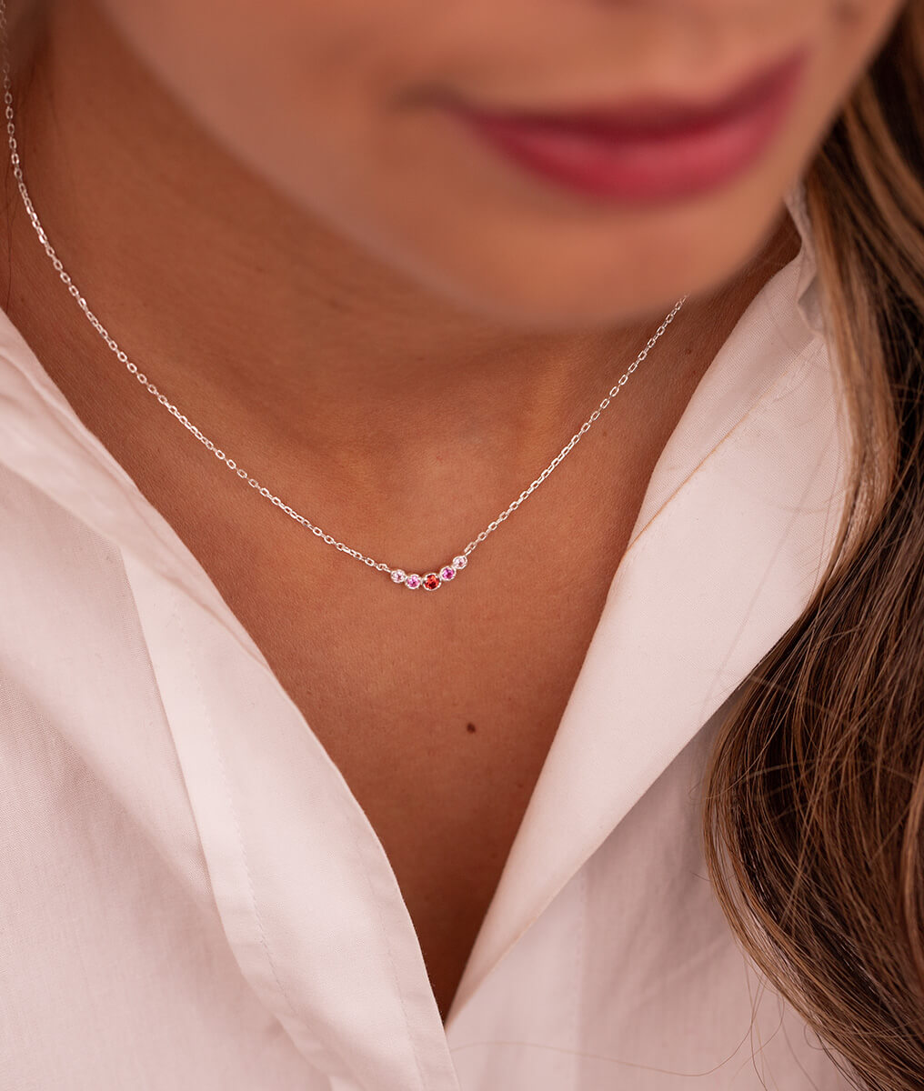 Collier chaîne barrette de zircons dégradés Argent 925 - 1