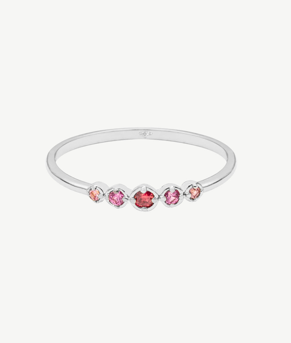 Bague fine barrette de zircons dégradés roses Argent 925 - 2