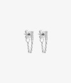 Boucles d'oreilles rectangle texturé et chaîne Argent 925 - 2