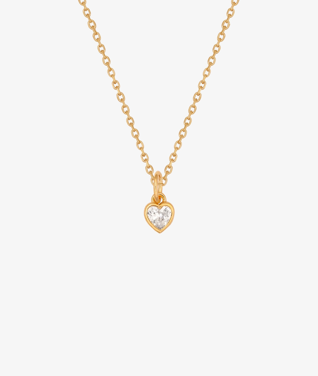 Collier chaîne et petit coeur zircon Plaqué or - 2