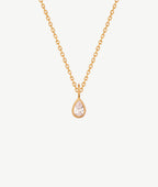 Collier chaîne et pendentif goutte zircon Plaqué or - 2