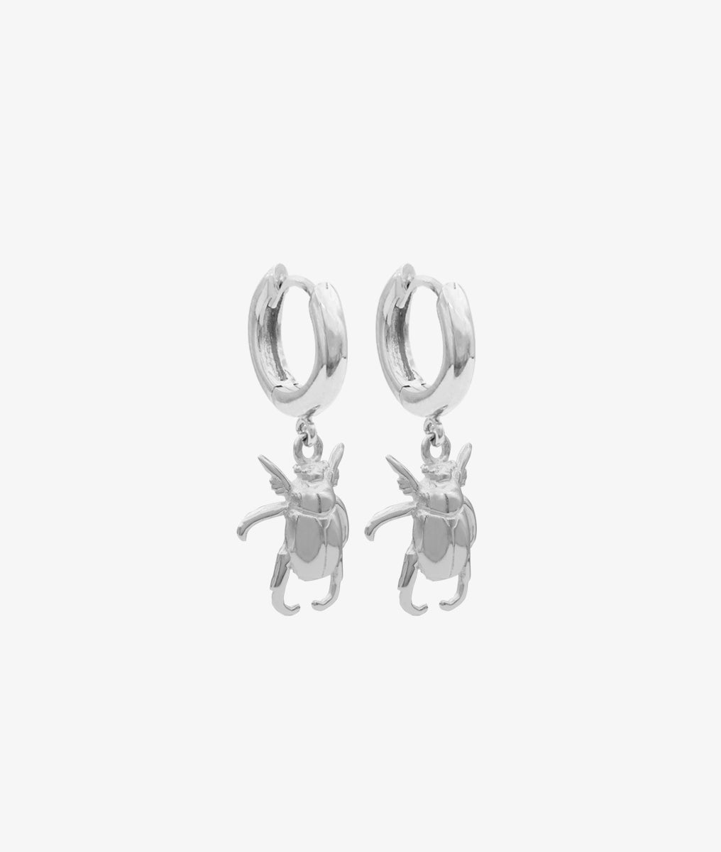 Boucles d'oreilles créoles et scarabée Argent 925 - 2