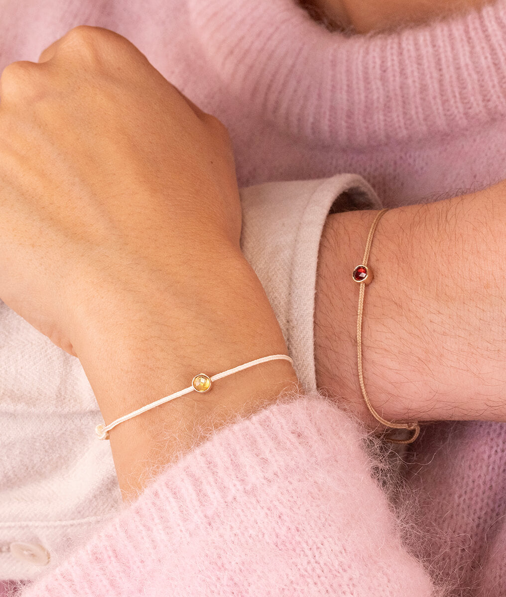 Bracelets couple pierre de naissance Plaqué or - 1