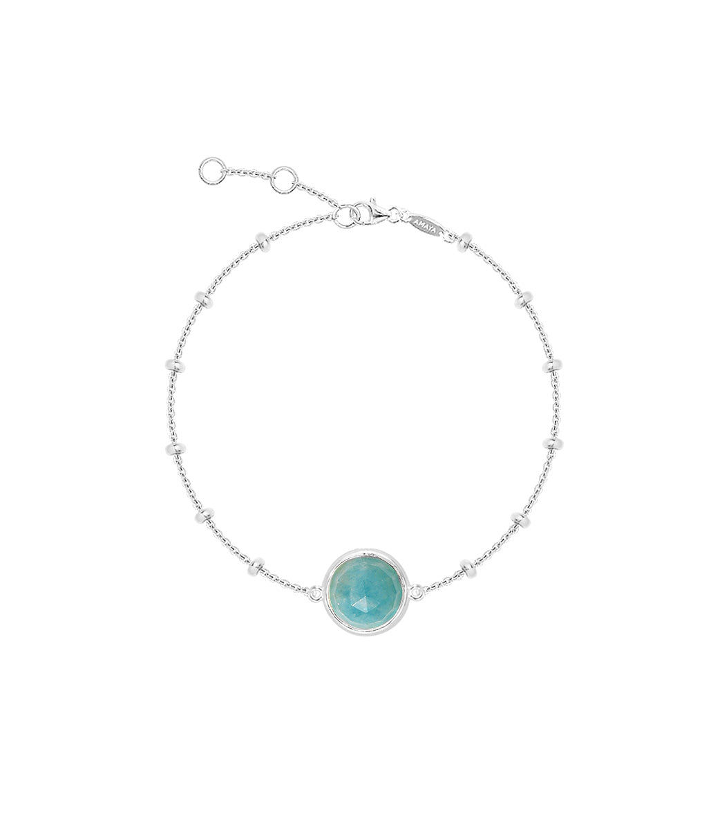 Bracelet chaîne perlée pastille Amazonite Argent 925 - 2