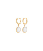 Boucles d'oreilles créoles et Pierre de Lune Plaqué or - 2