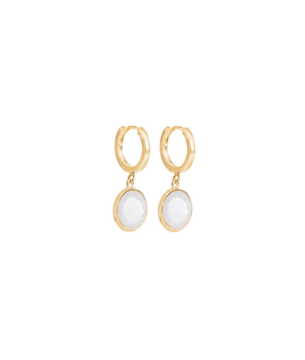 Boucles d'oreilles créoles et Pierre de Lune Plaqué or - 2