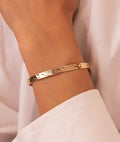 Bracelet jonc cadenas martelé Plaqué or - 1
