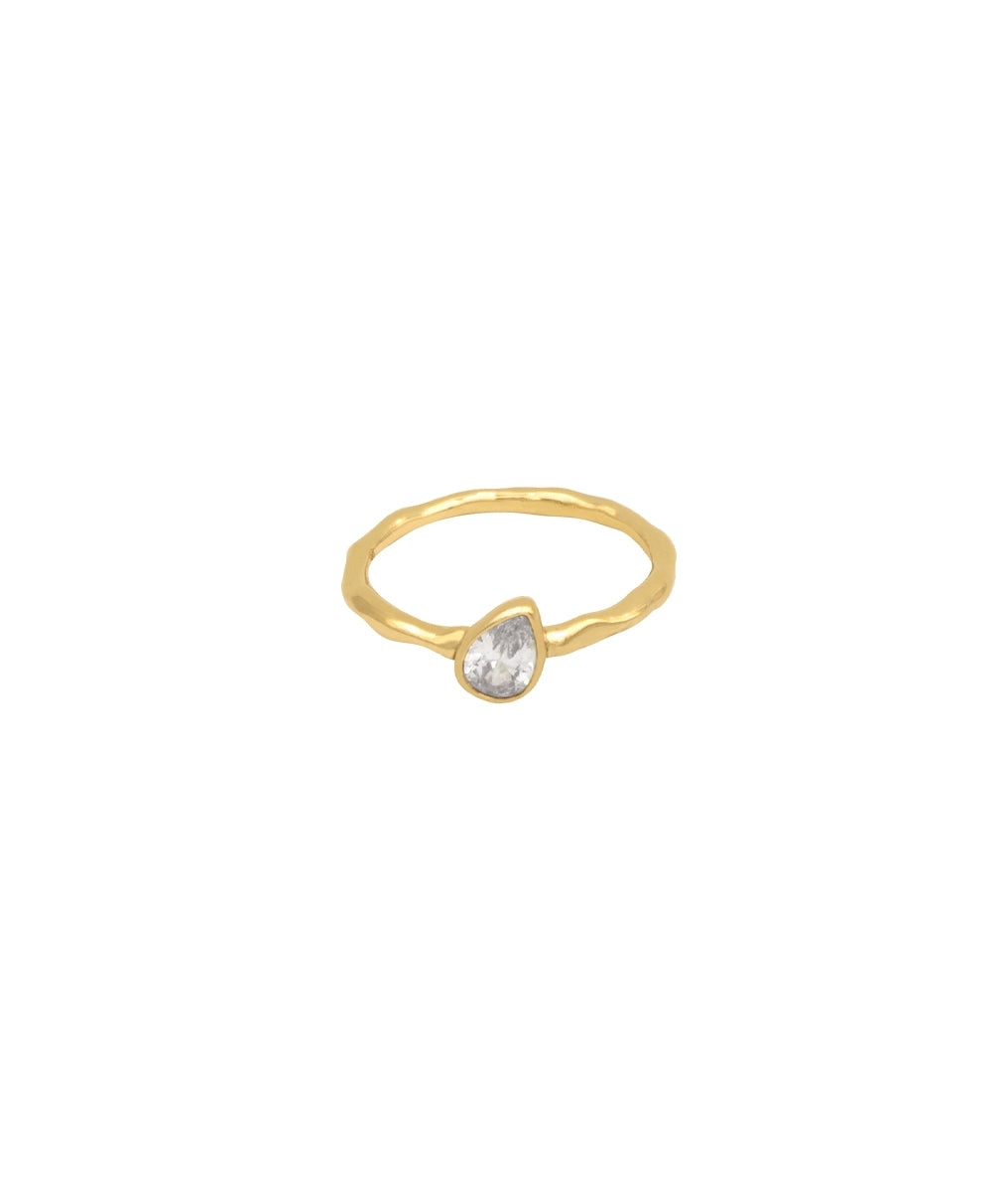Bague fine goutte zircon Plaqué or - 2