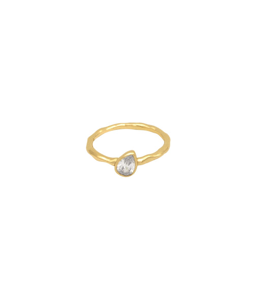 Bague fine goutte zircon Plaqué or - 2