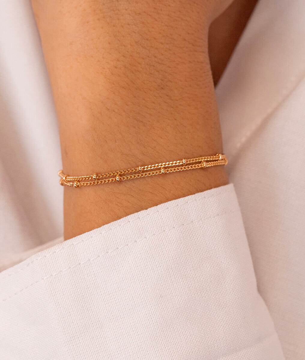 Bracelet double rang perlé Plaqué or - 1
