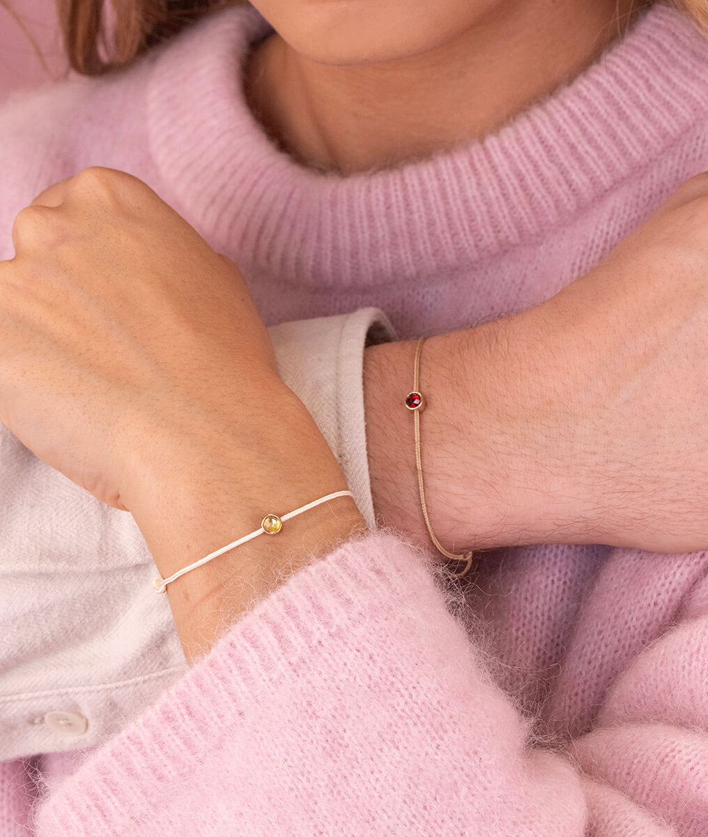 Bracelets couple pierre de naissance Plaqué or - 2