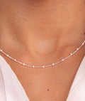 Collier chaîne et perles émail blanc Argent 925 - 1
