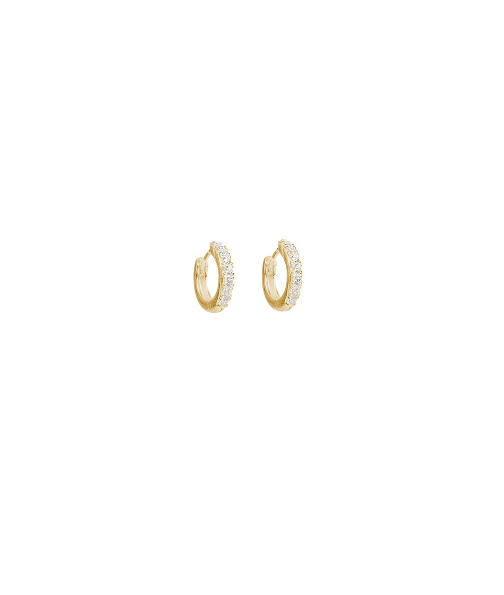 Boucles d'oreilles petites créoles zircons Plaqué or - 2