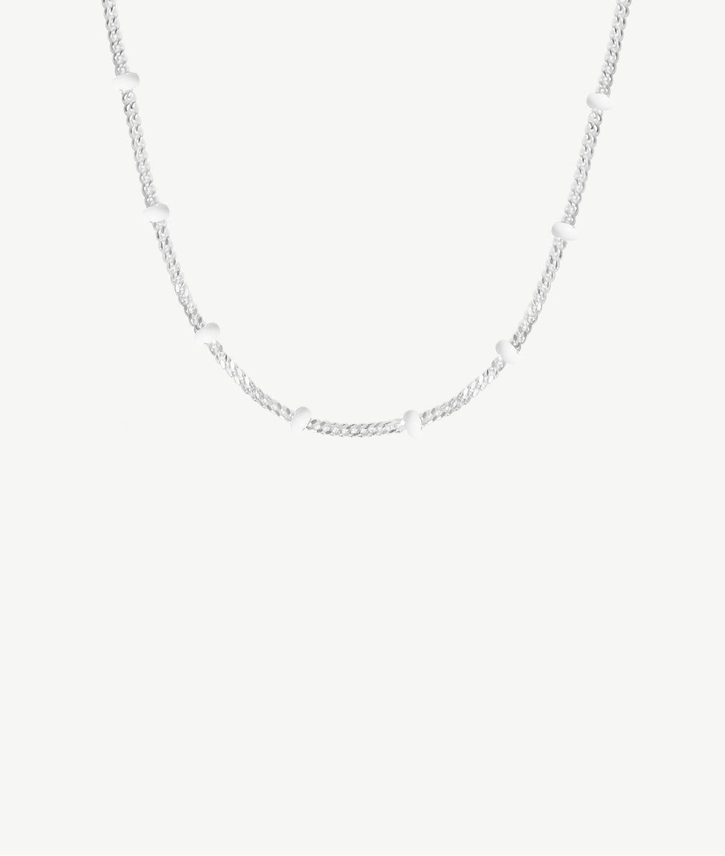 Collier chaîne et perles émail blanc Argent 925 - 2