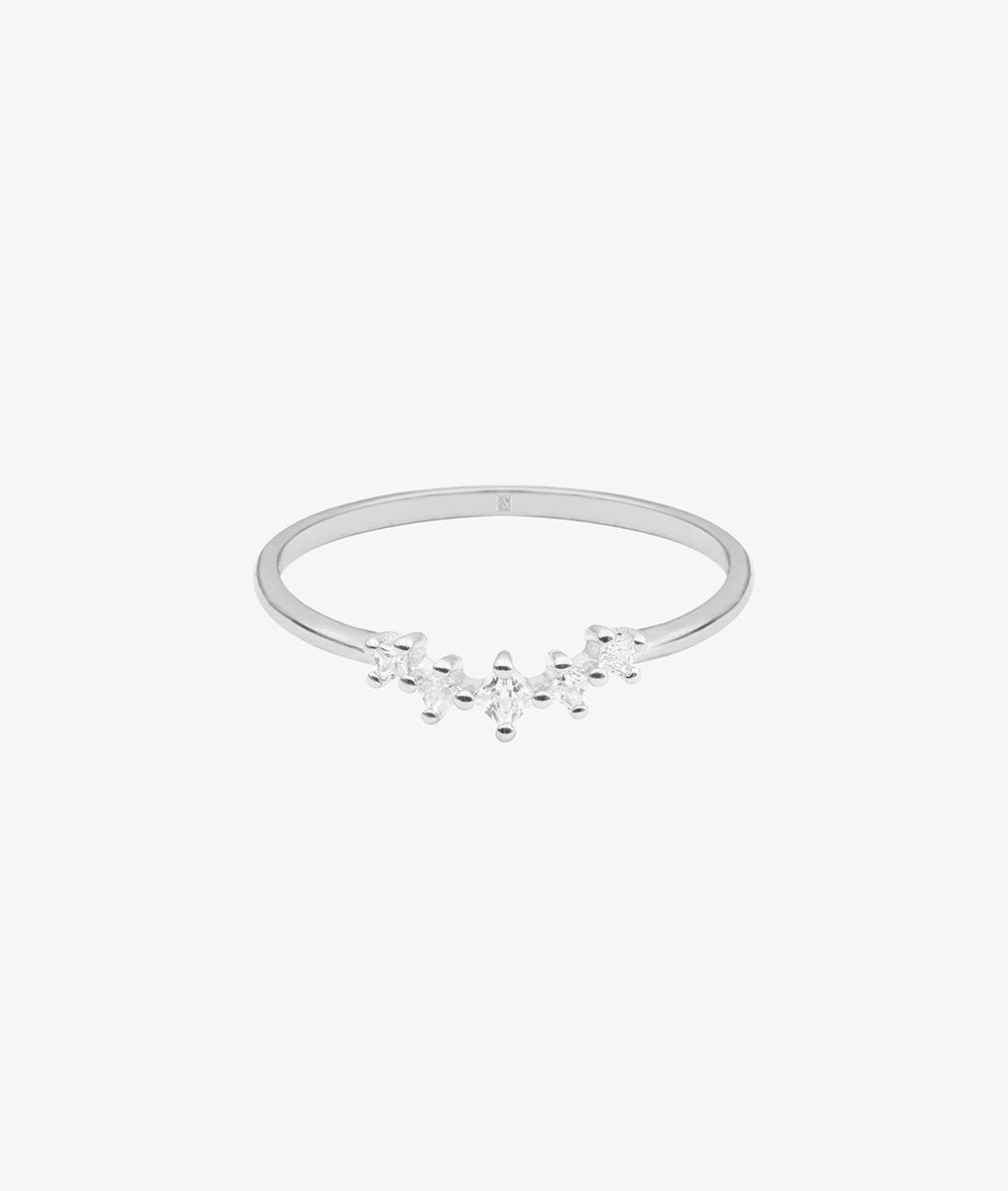 Bague fine 5 zircons Argent 925 - 2