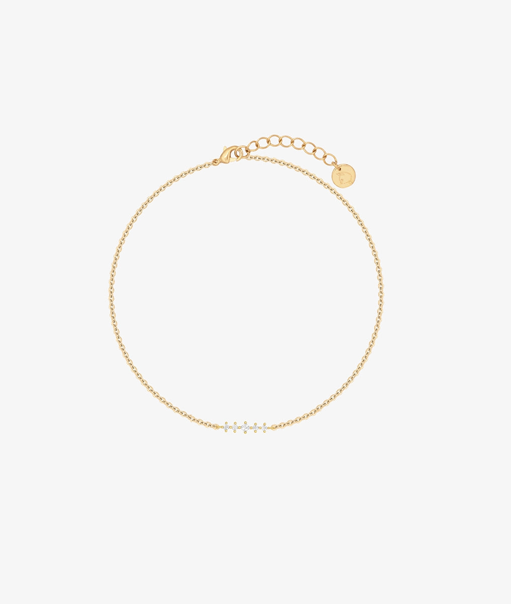 Bracelet chaîne barrette de zircons Plaqué or - 2