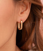 Boucles d'oreilles créoles rectangles Plaqué or - 2