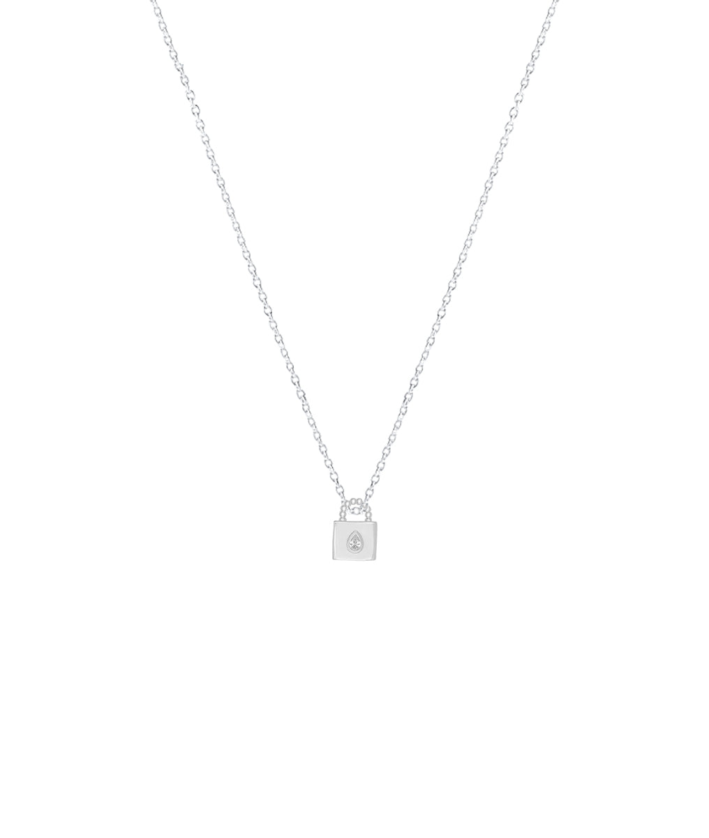 Collier chaîne et médaille cadenas goutte Argent 925 - 2