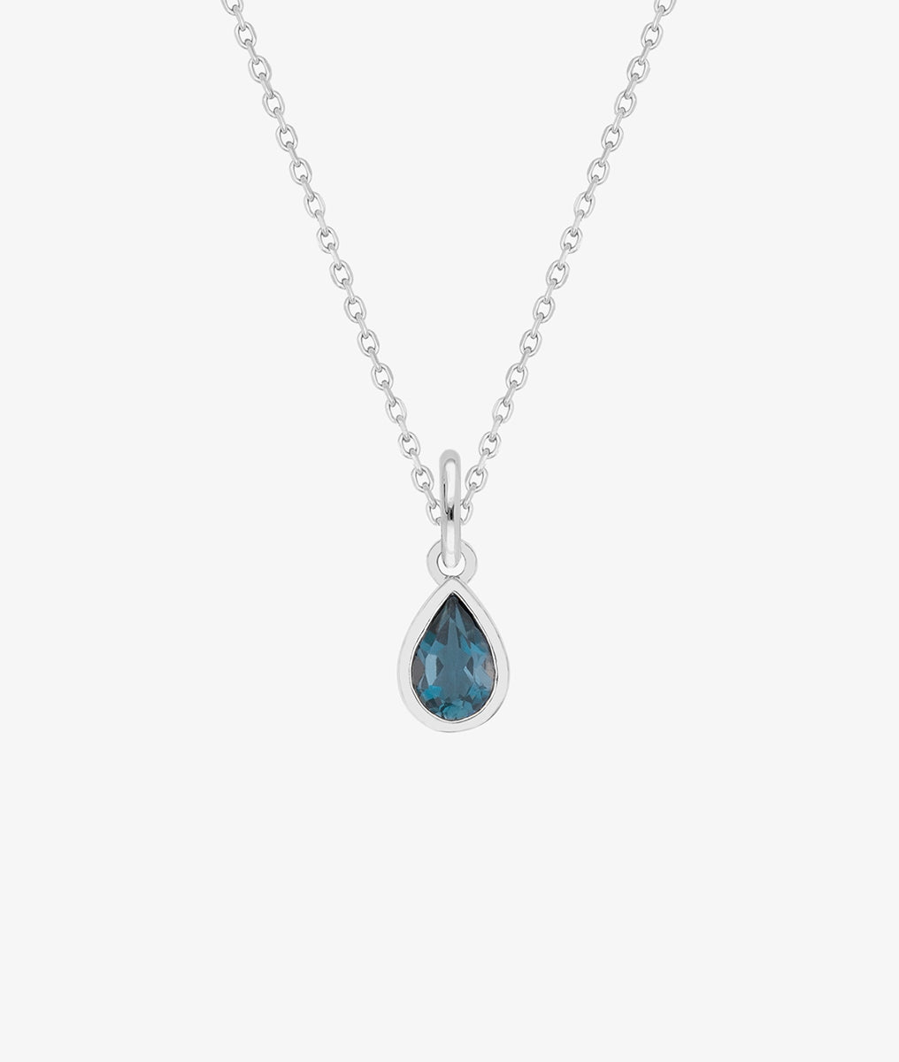 Collier chaîne et pendentif goutte Topaze bleue Argent 925 - 2