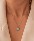 Collier chaîne perlée pastille Amazonite Plaqué or - 1