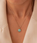 Collier chaîne perlée pastille Amazonite Plaqué or - 1