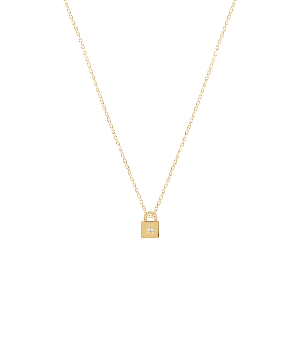 Collier chaîne et médaille cadenas goutte Plaqué or - 2