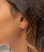 Boucles d'oreilles petites créoles zircons Plaqué or - 1