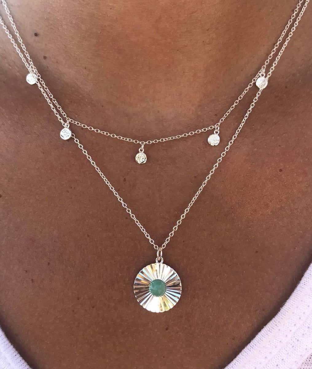 Collier chaîne 5 mini pastilles texturées Argent 925 - 2