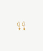 Boucles d'oreilles créoles zircons et petite étoile Plaqué or - 2