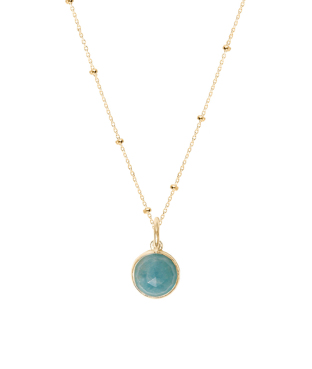 Collier chaîne perlée pastille Amazonite Plaqué or - 2