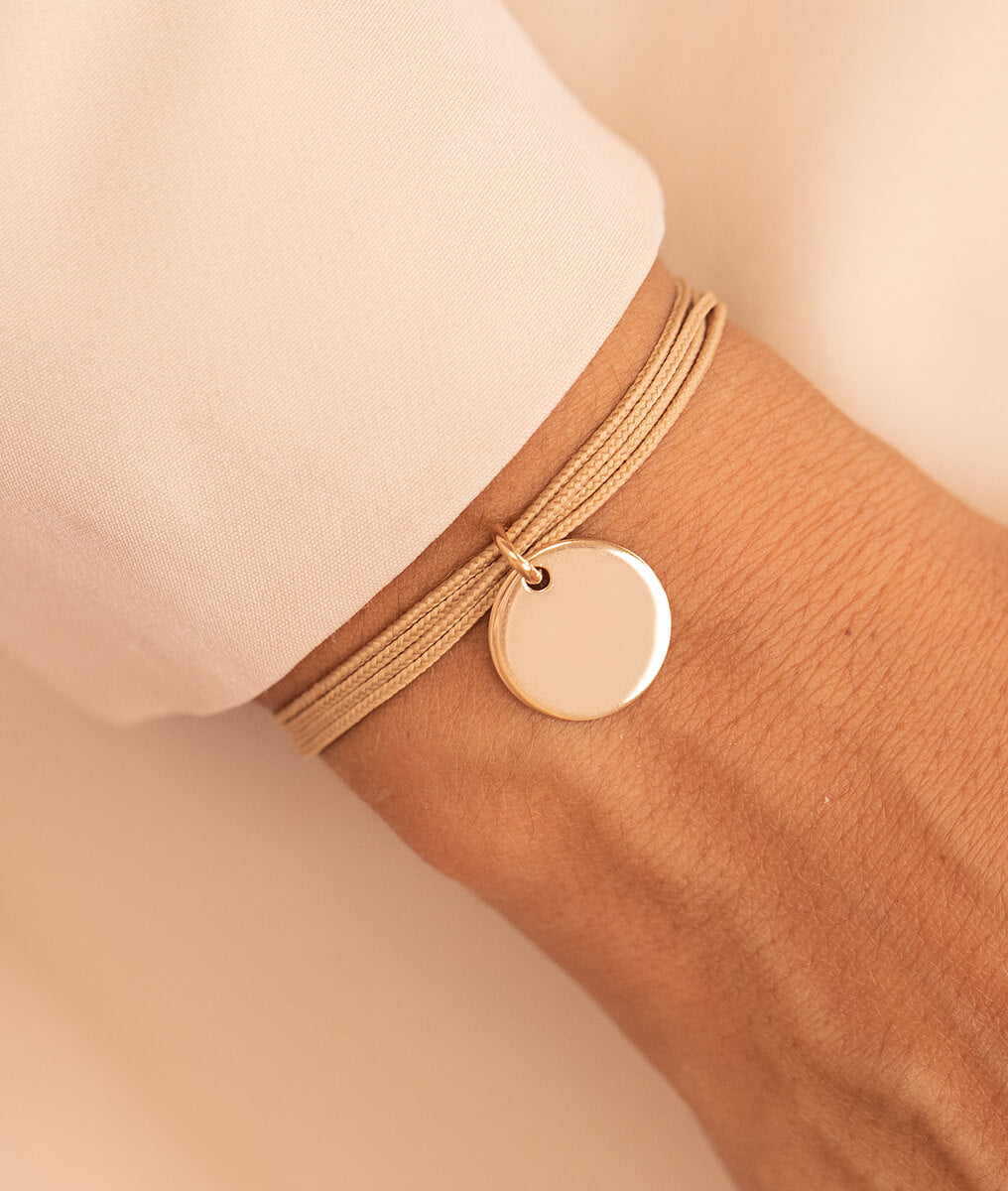 Bracelet double cordon et médaille plate Plaqué or - 2