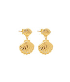 Boucles d'oreilles pendantes coquillages zircons Plaqué or - 2