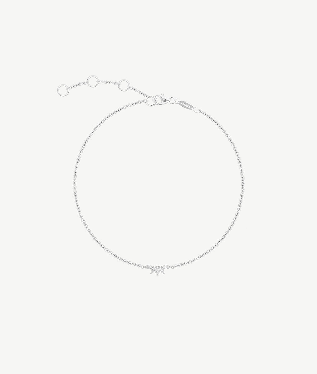 Bracelet chaîne cinq pétales de zircons Argent 925 - 2