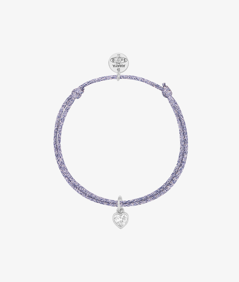 Bracelet cordon scintillant et petit coeur zircon Argent 925 - 2