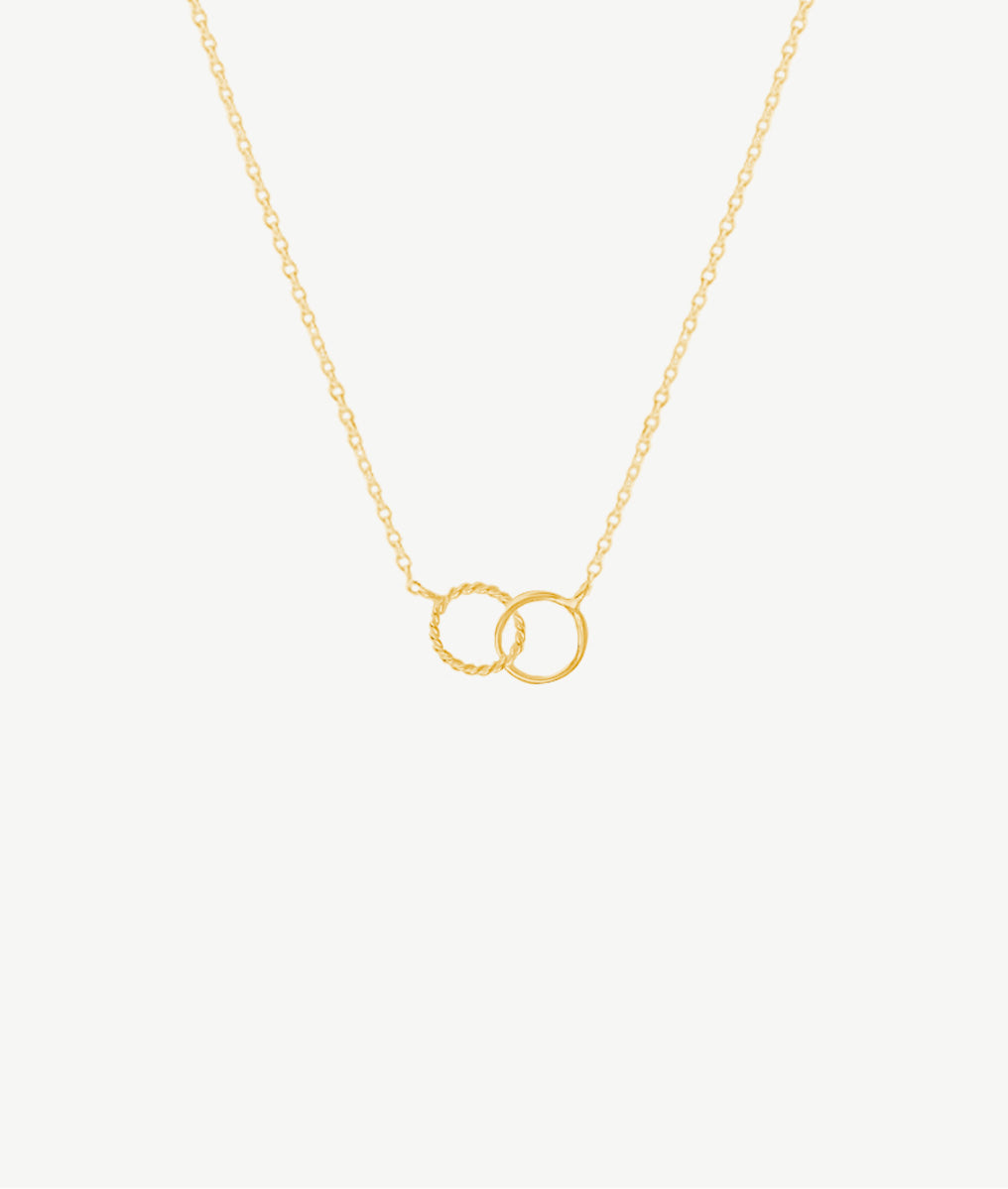 Collier chaîne petits anneaux striés entrelacés Plaqué or - 2