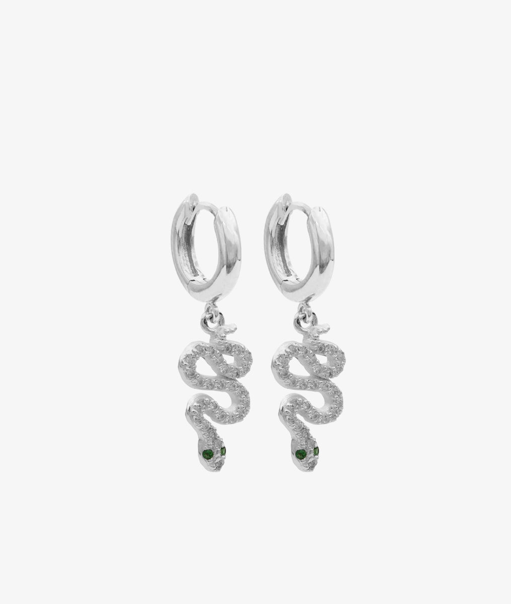 Boucles d'oreilles créoles et serpents zircons Argent 925 - 2