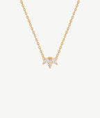 Collier chaîne trois pétales de zircons Plaqué or - 2