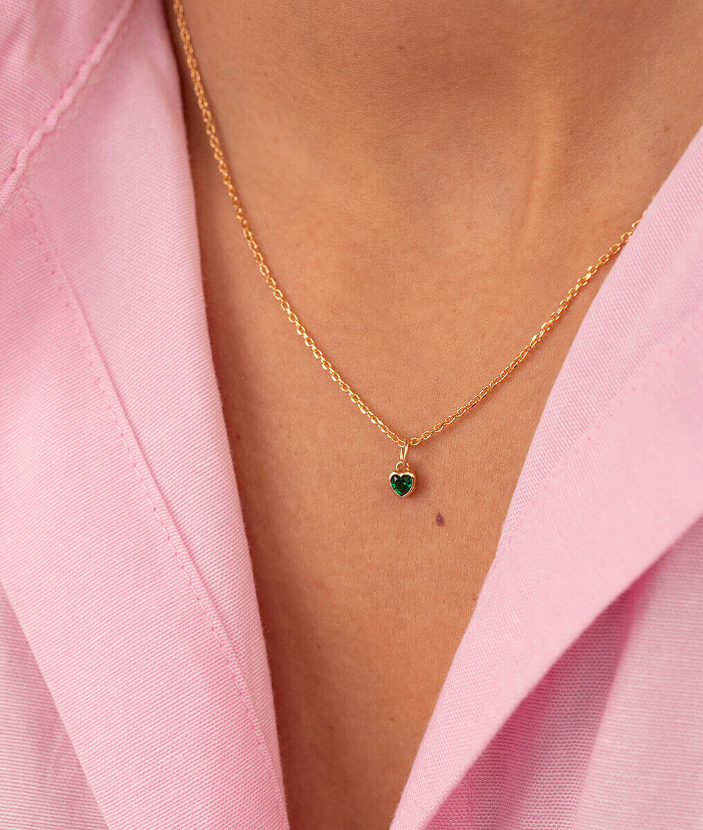 Collier chaîne et petit coeur zircon Plaqué or - 1