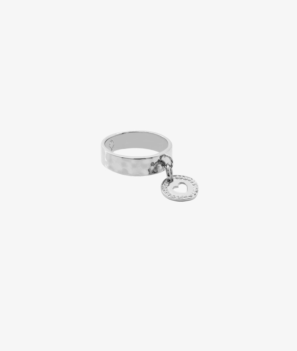 Bague martelée médaille coeur tressé Argent 925 - 2