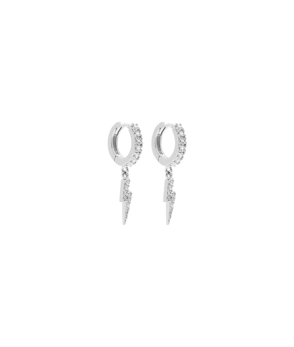 Boucles d'oreilles créoles zircons et éclairs Argent 925 - 2
