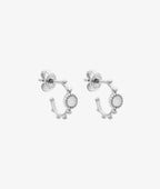 Boucles d'oreilles créoles perlées et pierre fine Argent 925 - 2