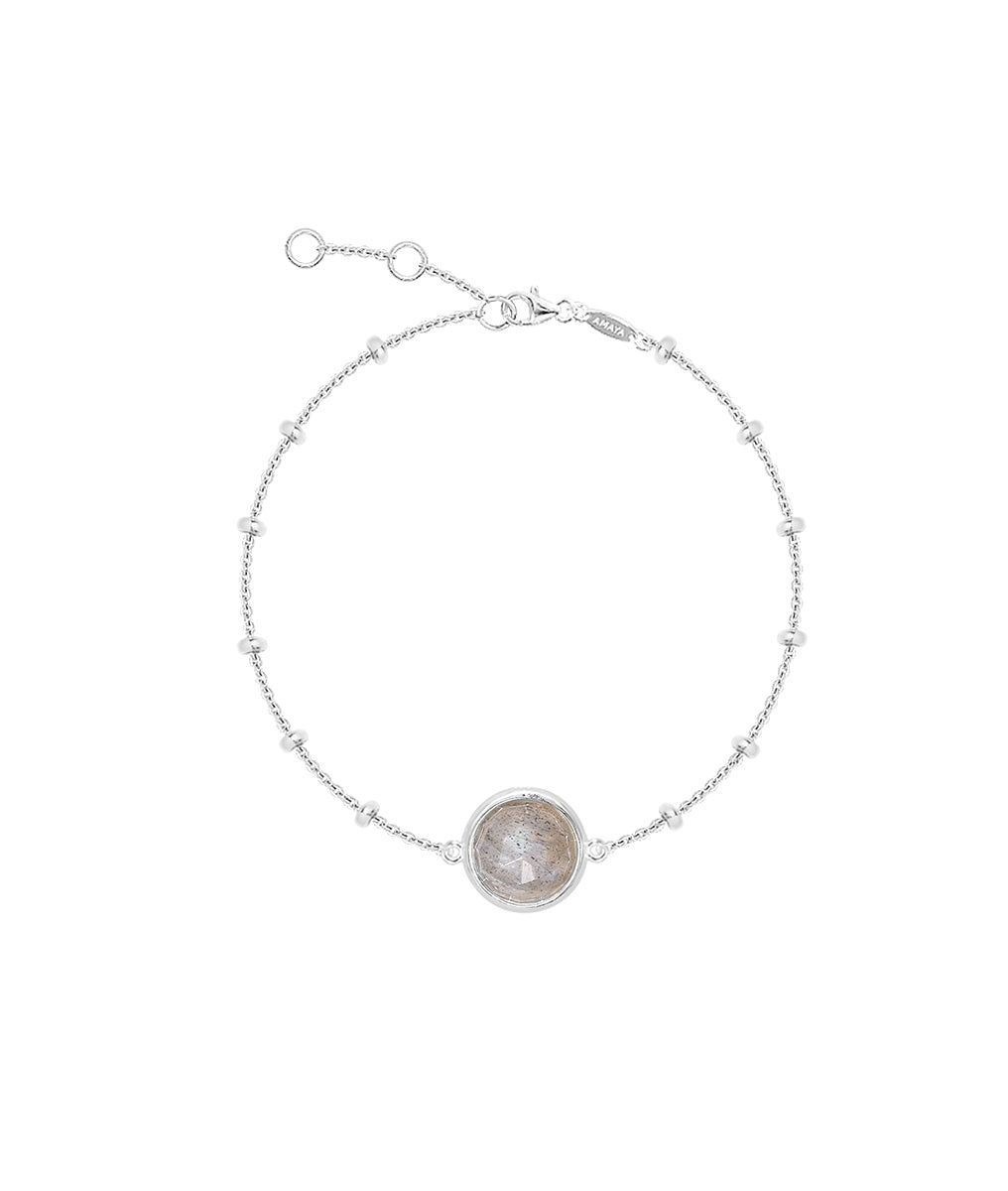 Bracelet chaîne perlée pastille Labradorite Argent 925 - 2