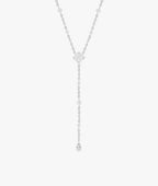 Collier cravate fleur de zircons et goutte Argent 925 - 2