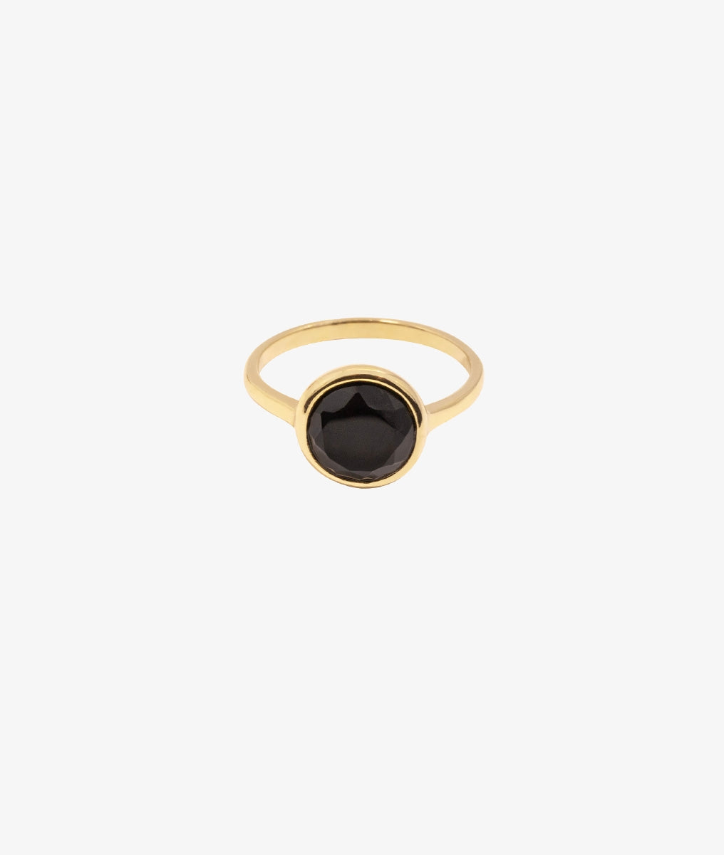 Bague pastille Onyx Plaqué or - 2