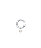 Bague perles 2 rangs et Quartz rose serti Argent 925 - 2