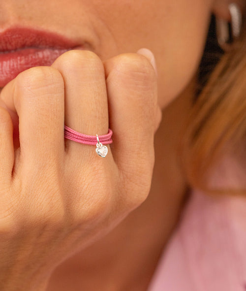 Bague cordon et petit coeur zircon Argent 925 - 1