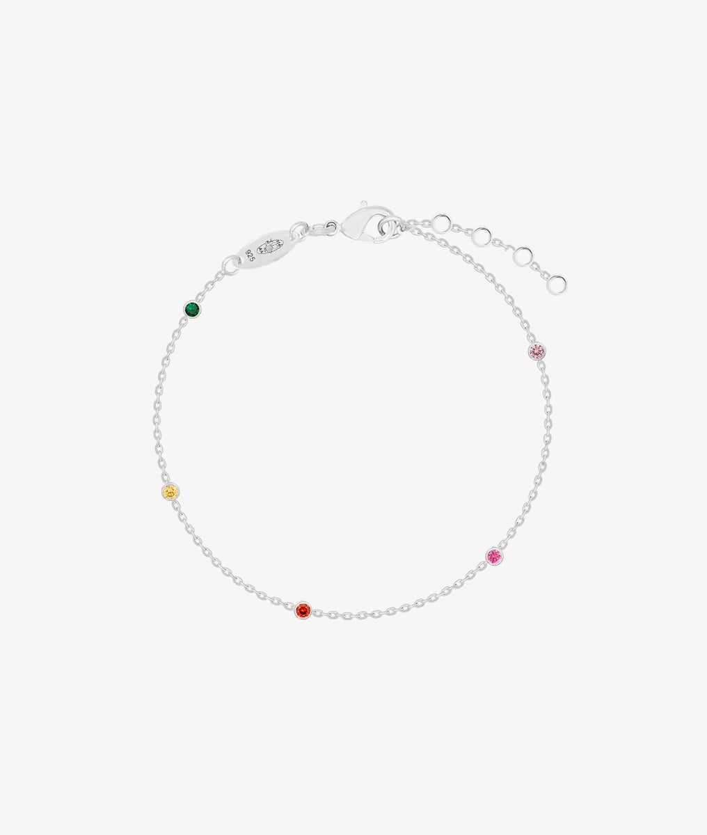 Bracelet chaîne zircons arc-en-ciel Argent 925 - 2