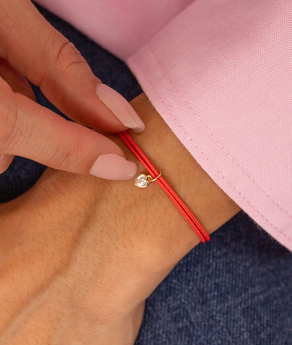 Bracelet cordon et petit coeur zircon Plaqué or - 1