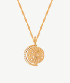 Collier chaîne torsadée médaille Céleste astres et zircons Plaqué or - 2