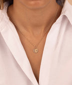Collier chaîne torsadée médaille Céleste astres et zircons Plaqué or - 1